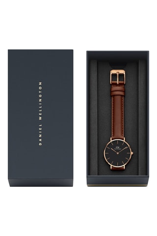 Leren Quartz Horloge Petite 28 St Mawes - Bruin en Roségoudkleurig