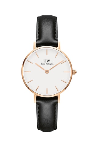 Leren Quartz Horloge Petite 36 Sheffield - Zwart en Roségoudkleurig