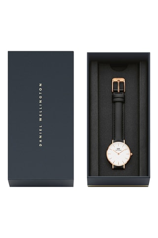 Leren Quartz Horloge Petite 36 Sheffield - Zwart en Roségoudkleurig