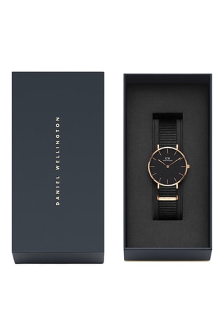 Leren Quartz Horloge Petite 36 Sheffield - Zwart en Roségoudkleurig