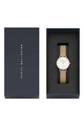 Roestvrijstalen Quartz Horloge met Parelmoer Petite 28 Bezel - Wit en Goudkleurig