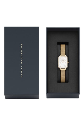 Roestvrijstalen Quartz Horloge met Parelmoer Quadro - Goudkleurig