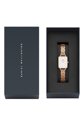 Roestvrijstalen Quartz Horloge Quadro - Roségoudkleurig en Wit