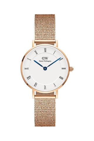 Roestvrijstalen Quartz Horloge Petite Roman - Roségoudkleurig en Wit