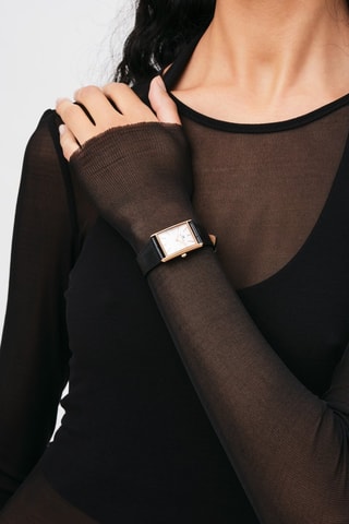 Leren Quartz Horloge Bound - Zwart en Roségoudkleurig