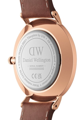 Leren Quartz Horloge Multi-Eye 40 St Mawes - Bruin en Roségoudkleurig