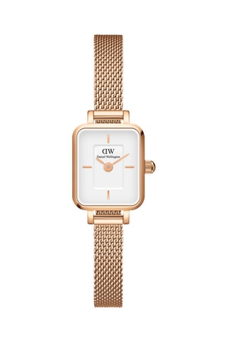 Roestvrijstalen Quartz Horloge Quadro Mini - Roségoudkleurig en Wit
