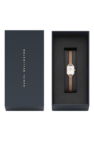 Roestvrijstalen Quartz Horloge Quadro Mini Bezel Lumine - Roségoudkleurig en Wit