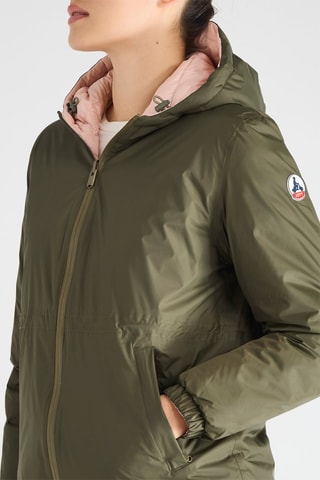 Doudoune réversible à capuche Roma - Vert olive et rose poudré