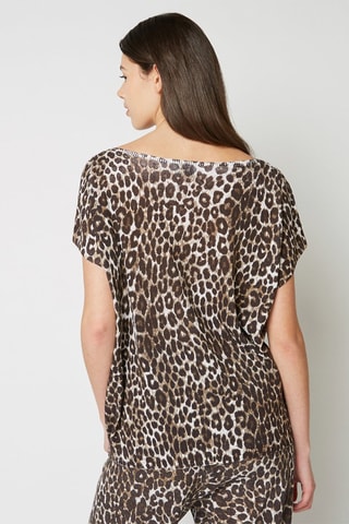 T-shirt Castanho, preto e bege