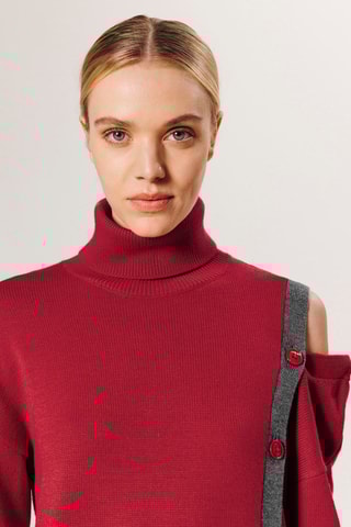 Camisola em lã merino - Vermelho
