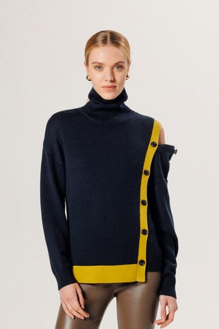 Pull en laine mérinos - Bleu marine