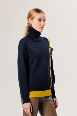 Pull en laine mérinos - Bleu marine
