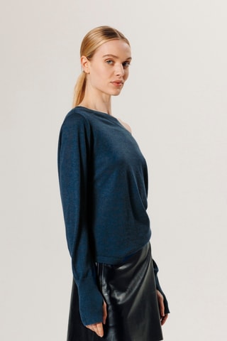 Camisola em lã merino - Azul-marinho