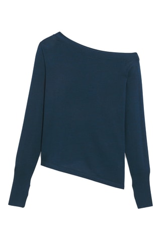 Camisola em lã merino - Azul-marinho