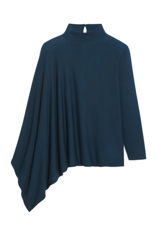 Poncho em lã merino - Azul-escuro