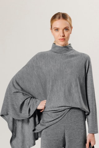 Poncho em lã merino - Cinzento