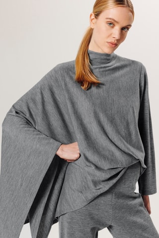 Poncho em lã merino - Cinzento
