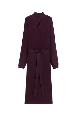 Vestido comprido em lã merino - Violeta-escuro