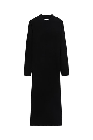 Vestido direito em lã merino - Preto