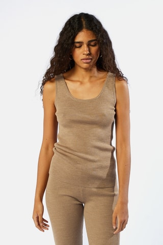 Camisola de alça em lã merino - Castanho