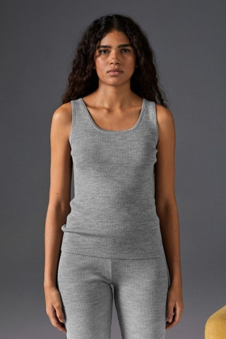 Camisola de alça em lã merino - Cinzento