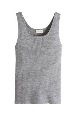 Camisola de alça em lã merino - Cinzento