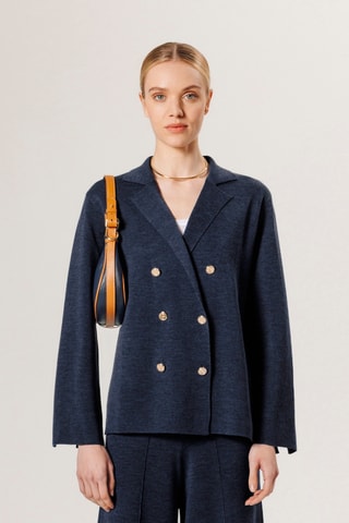Blazer em lã merino - Azul-marinho