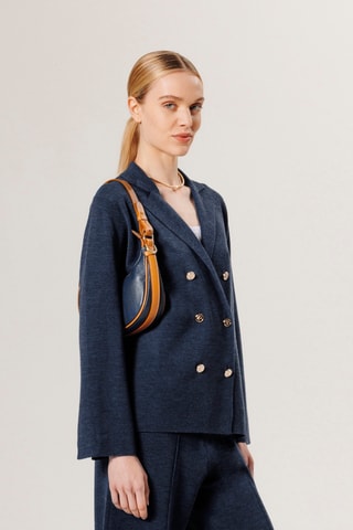 Blazer em lã merino - Azul-marinho