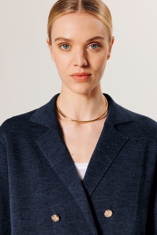 Blazer em lã merino - Azul-marinho