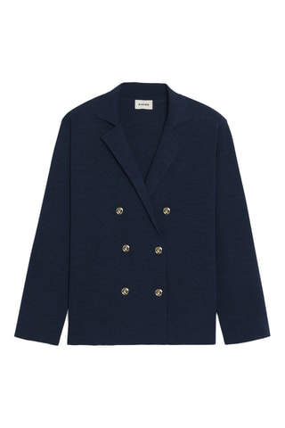 Blazer em lã merino - Azul-marinho