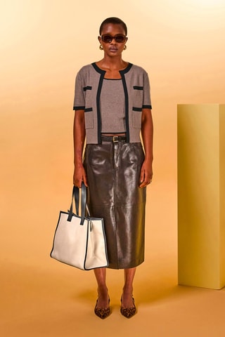 Mala shopper em couro - Bege