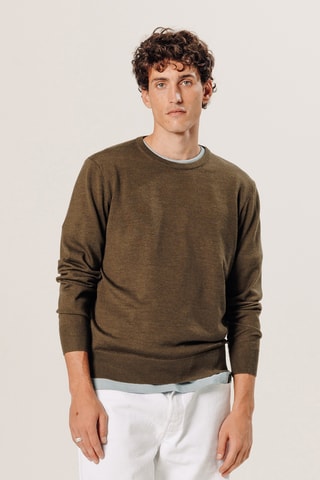 Camisola em lã merino - Castanho