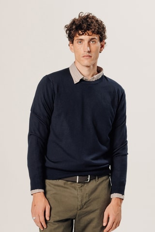 Camisola em lã merino - Azul-marinho