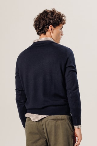 Camisola em lã merino - Azul-marinho