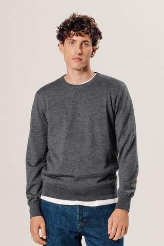 Camisola em lã merino - Cinzento