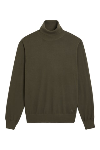 Camisola em lã merino - Verde-caqui