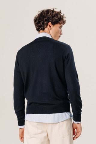 Camisola em lã merino - Azul-marinho