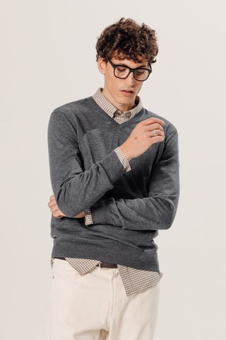 Camisola em lã merino - Cinzento