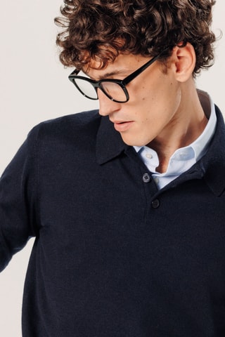 Camisola em lã merino - Azul-marinho