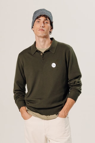 Camisola em lã merino - Verde-escuro