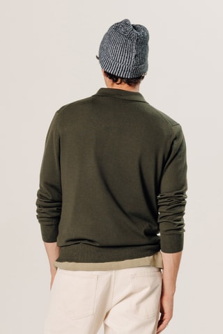 Camisola em lã merino - Verde-escuro