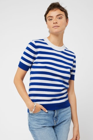 Camisola em caxemira - Azul e branco