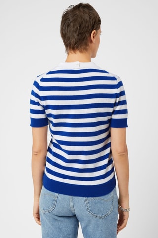 Camisola em caxemira - Azul e branco
