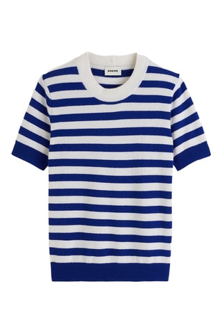Camisola em caxemira - Azul e branco