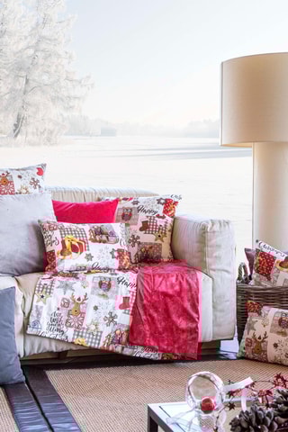 2 housses de coussin en velours Naive Xmas - Blanc et gris - 45 x 45 cm