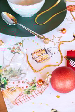 Chemin de table Puppies Blanc et vert