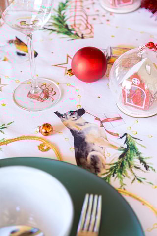 Chemin de table Puppies Blanc et vert