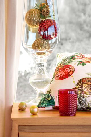 2 housses de coussin en velours Decoration Xmas - Blanc et rouge - 60 x 60 cm