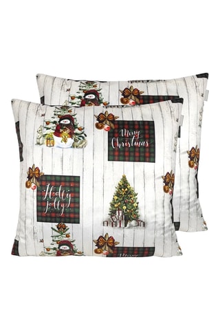 2 housses de coussin Holly Jolly Blanc et noir - 60 x 60 cm